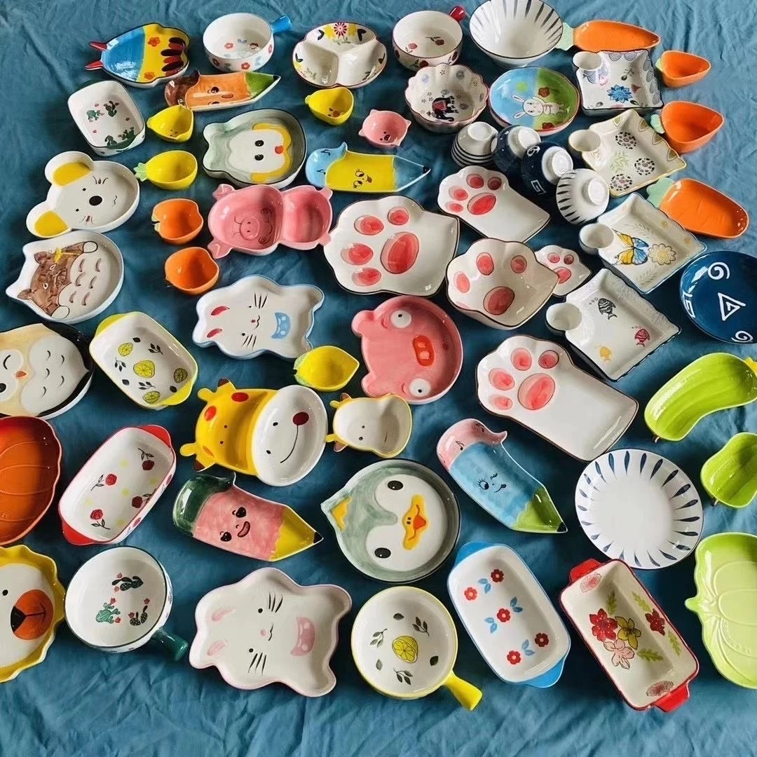 E微瑕陶瓷碗碟套装网红饭碗盘子面碗创意餐具套装日式餐具ins福袋