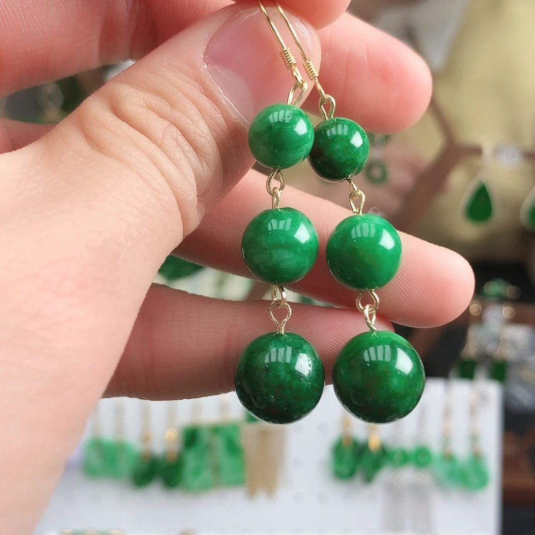 翡翠耳饰银S925镶嵌耳饰