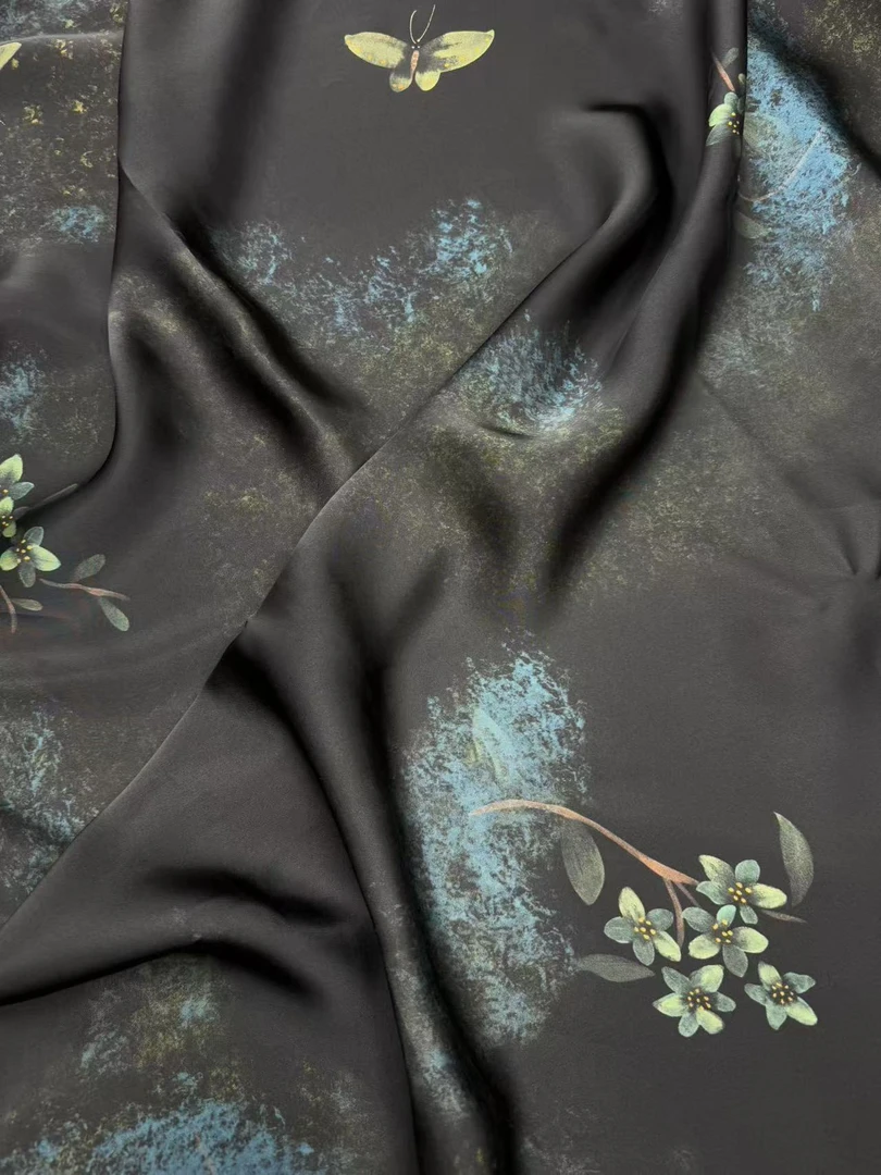 直播间颜色为准花萝布料 皮子 黑蓝蝴蝶