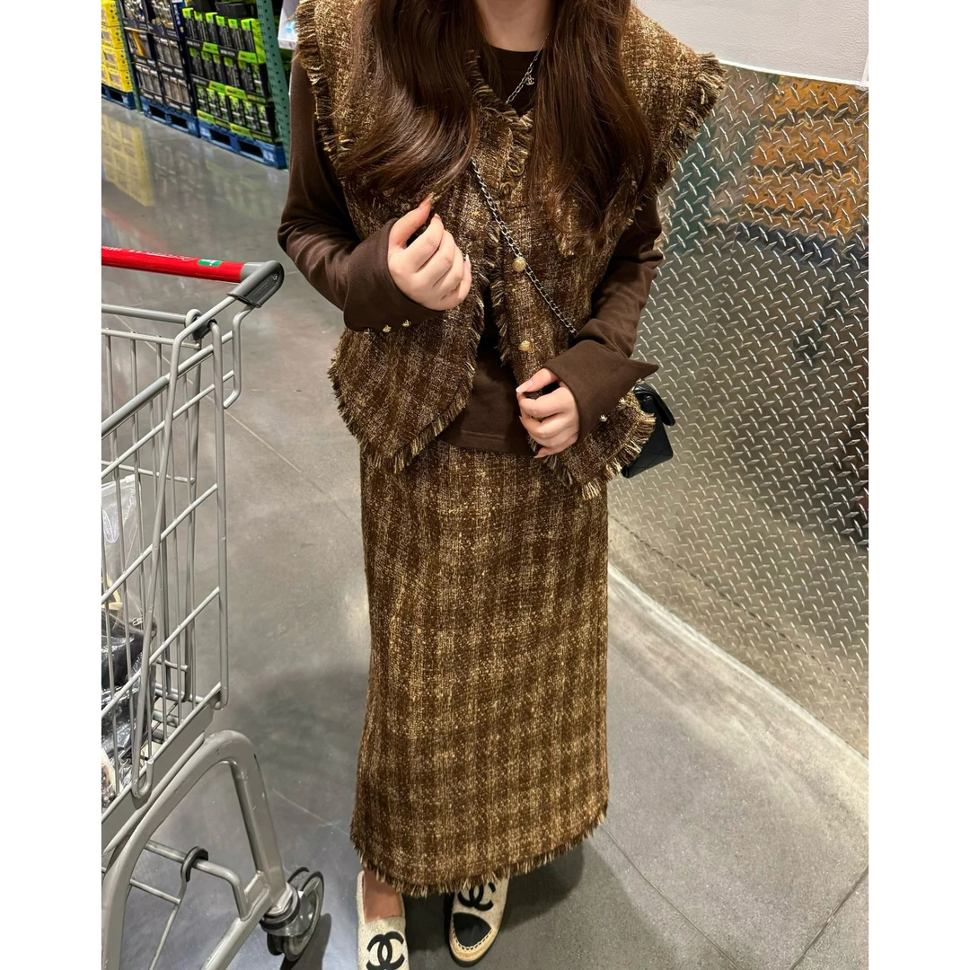 楠序【沪上千金】源子微胖女装 2025年秋装新品小香风两件套YZ37182