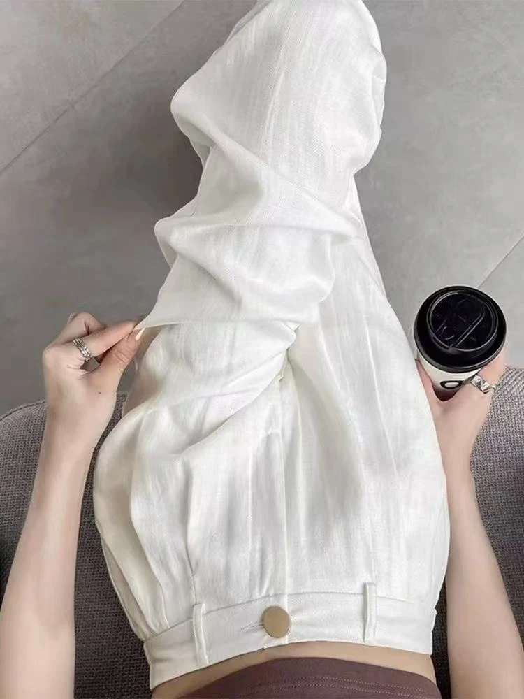 DYH M腰72-86长106柔软单粒扣阔腿裤垂感小个子防晒纯色长裤 1011