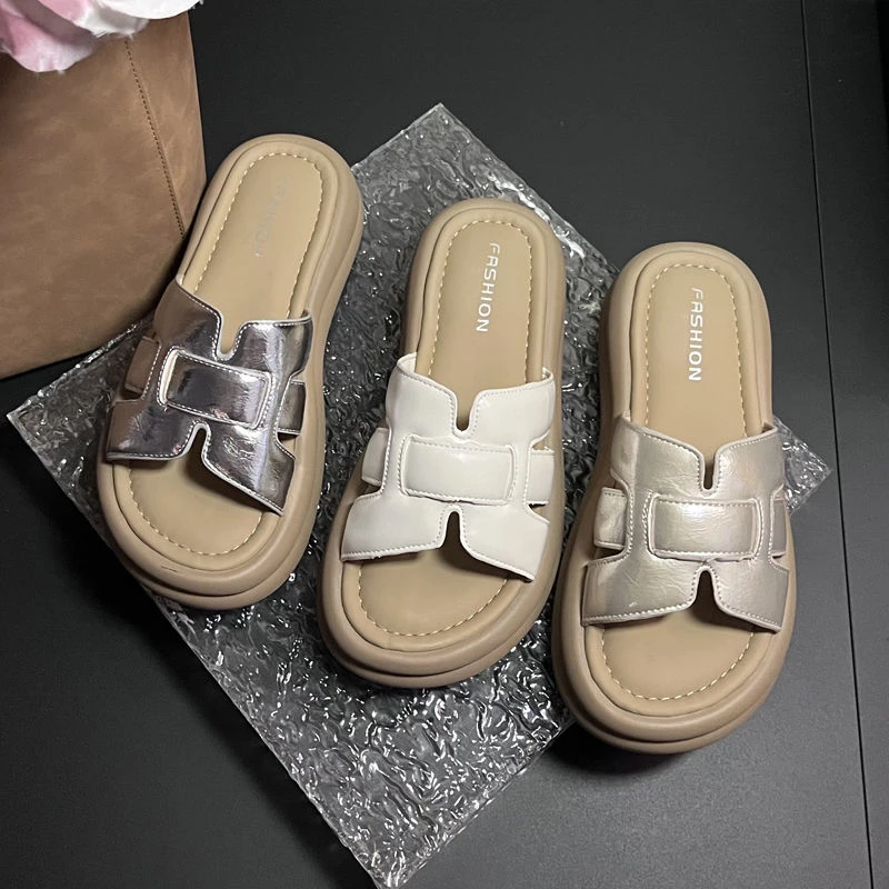 增高防滑外出外穿夏季一字拖防滑平底厚底凉高颜值新款外穿拖鞋