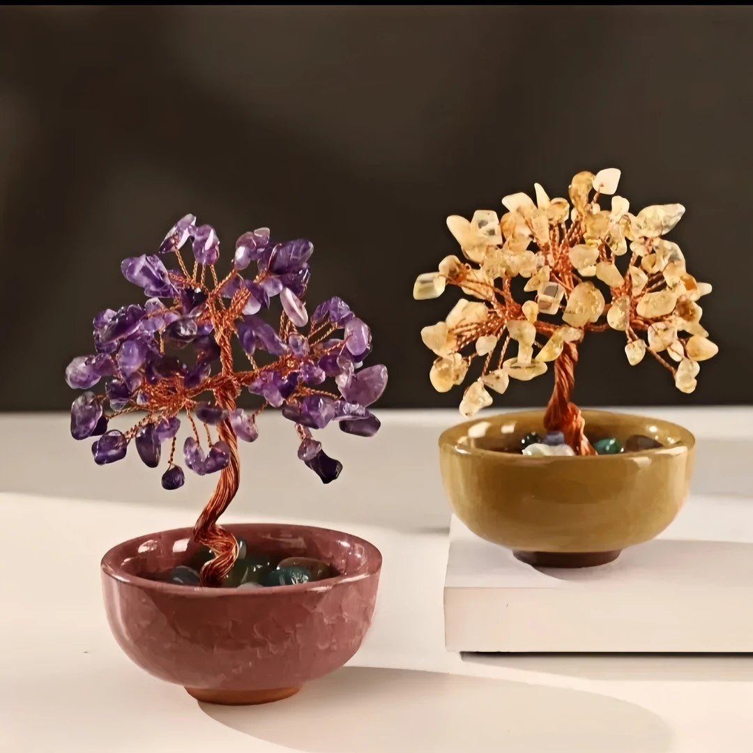 纯手工发财树摆件工艺品家居客厅办公桌面装饰品发财树创意摆件