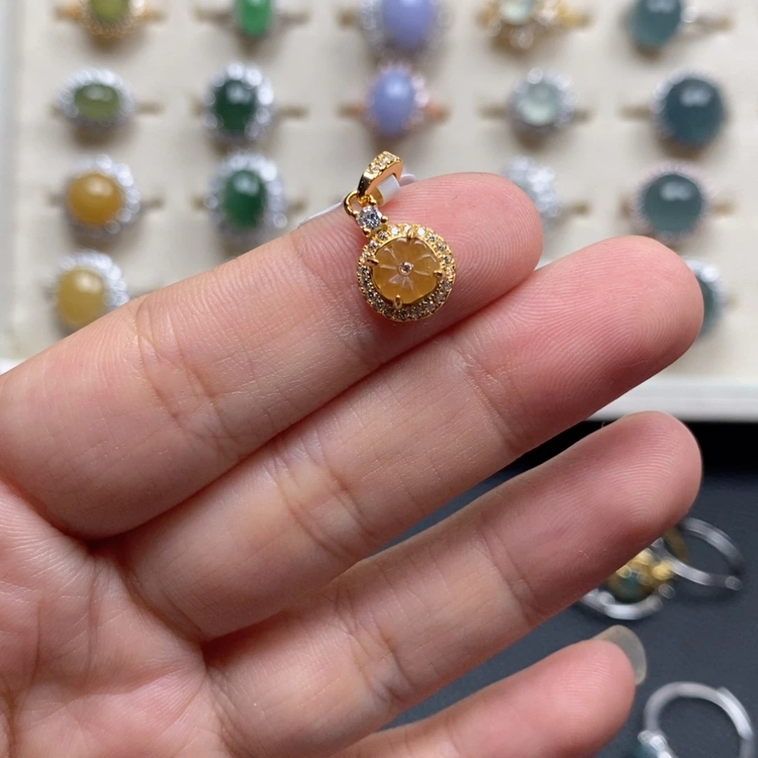 翡翠戒指银S925镶嵌戒指