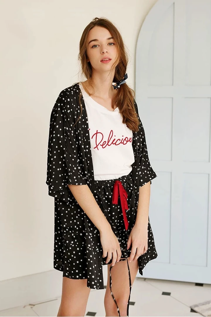 「换季清仓」专柜同款三件套短袖短裤家居服套装夏季可外穿睡衣女