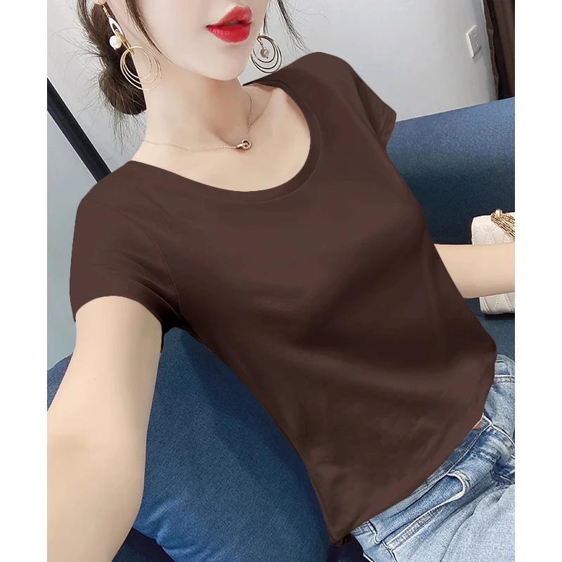 2025新款重磅260克莫代尔纯色百搭夏季宽松纯色显瘦洋气打底衫t恤