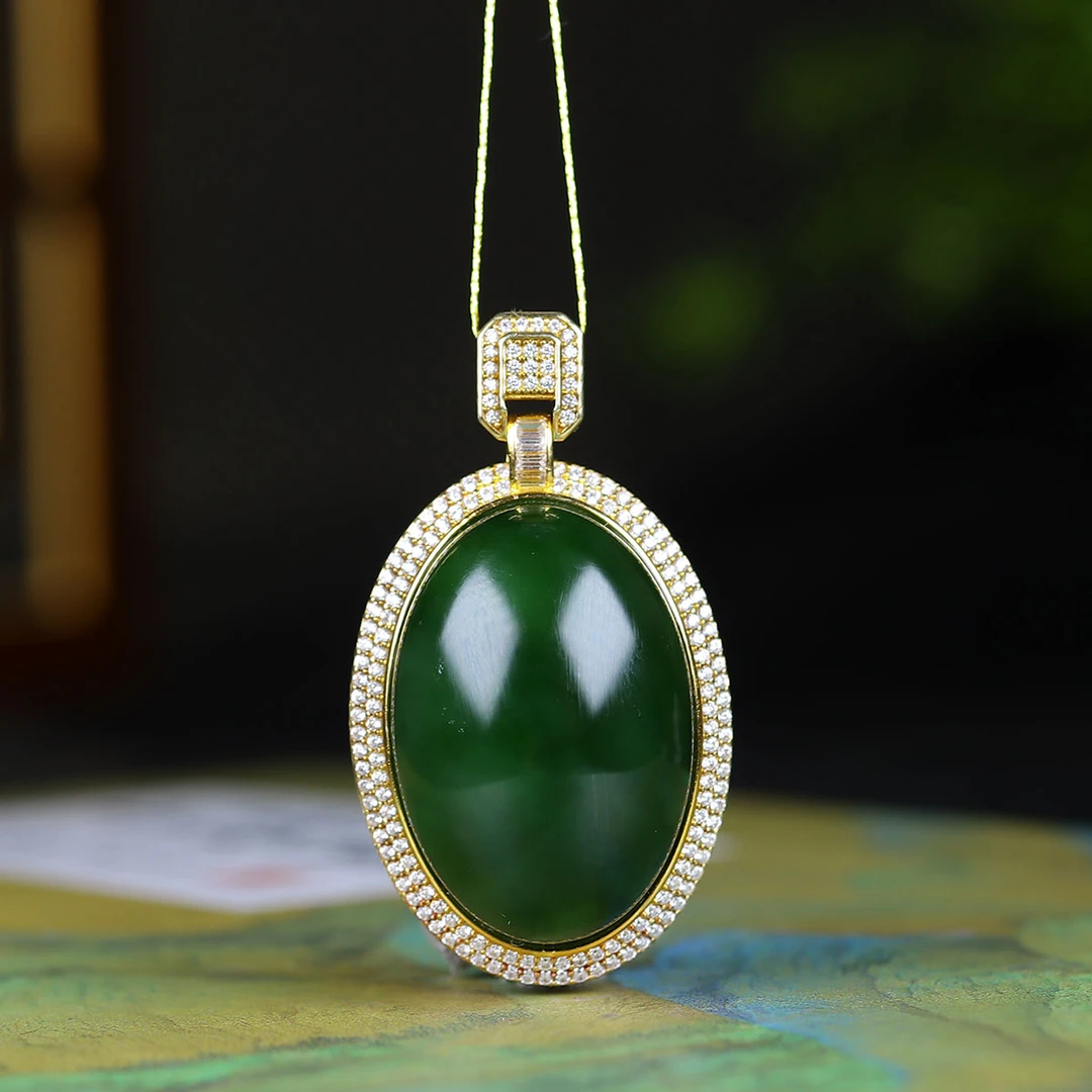 120276和田玉碧玉蛋面吊坠