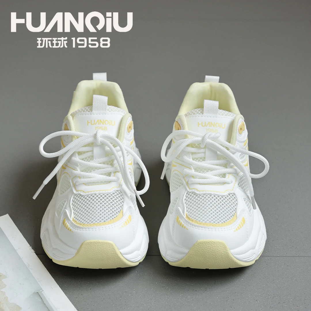 复古老爹鞋女2025夏季新款百搭网面透气小白鞋厚底休闲运动阿甘鞋