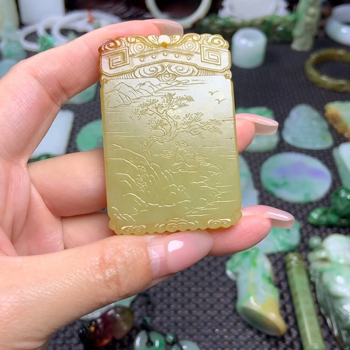 和田玉未镶嵌挂件荣*