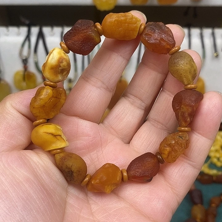 蜜蜡未镶嵌珠宝奇石海漂籽手串微瑕