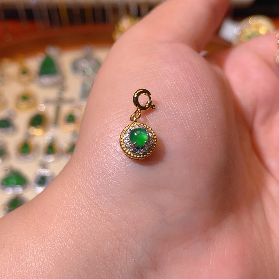 翡翠银S925镶嵌吊坠(不含链)