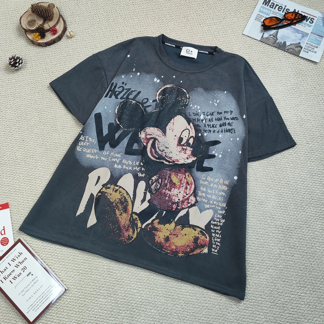 2024冬季新款宽松百搭时尚卡通印花短袖T恤8339