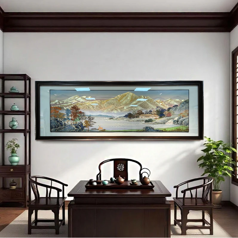铜小鸭新款《背靠金山》手工铜板雕刻 办公室 客厅 沙发背景墙挂画