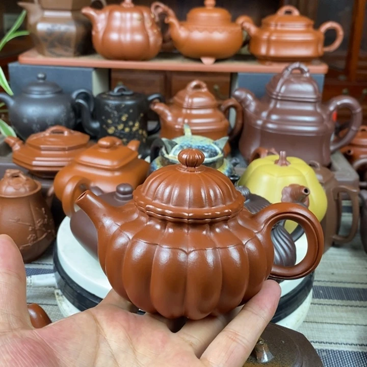 茶壶紫砂筋纹容天230cc原矿赵庄朱泥特价