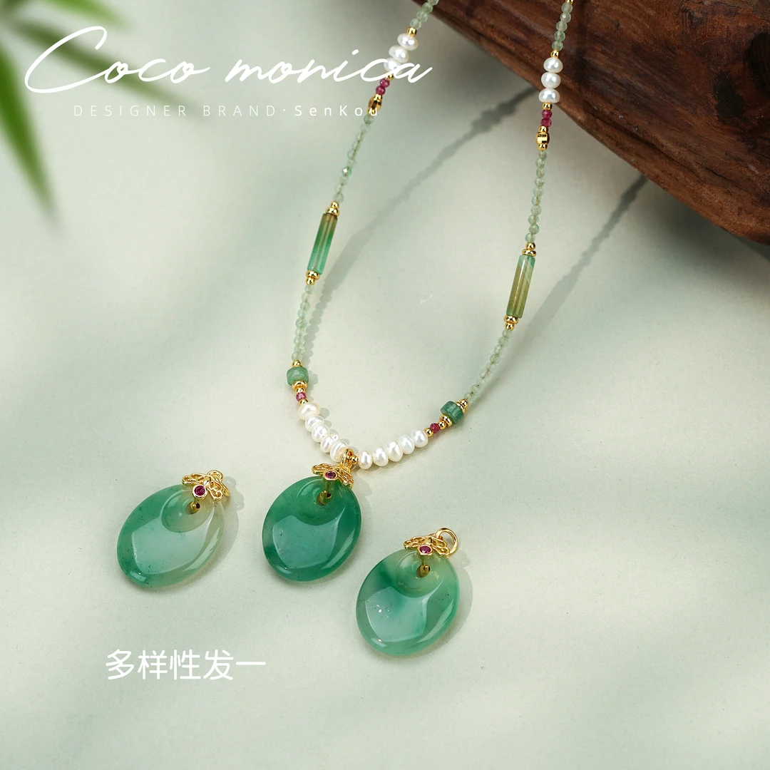 【小霞珠宝】非洲翠女款气质时尚绿色小众公主扣高冰 AC634