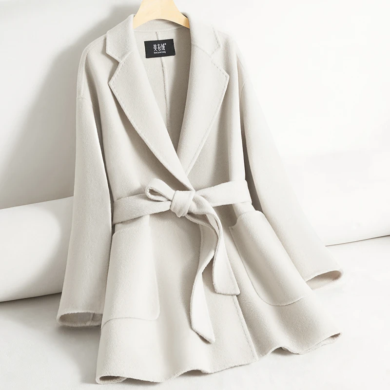 小个子高档双面羊毛大衣女款爆款2025秋冬新款短款羊毛呢子外套