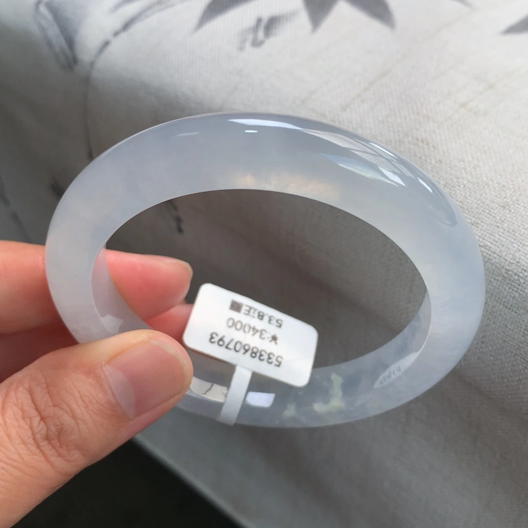 未镶嵌手镯翡翠【回流强推】冰胶起光白月光无纹裂