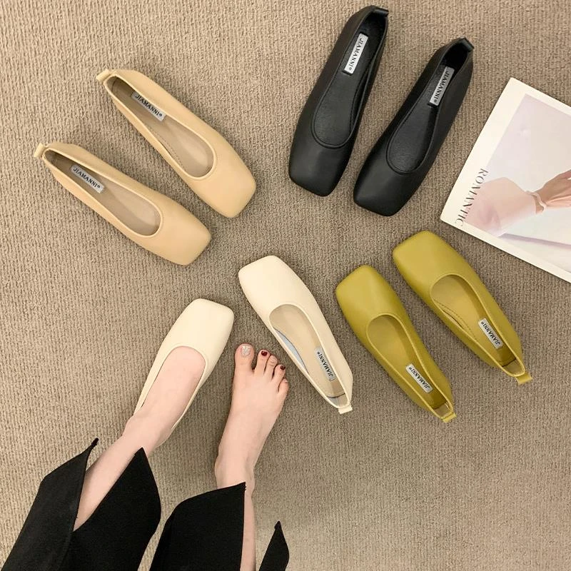 温柔风浅口平底单鞋子女春秋夏季新款豆豆鞋一脚蹬女鞋软底奶奶鞋