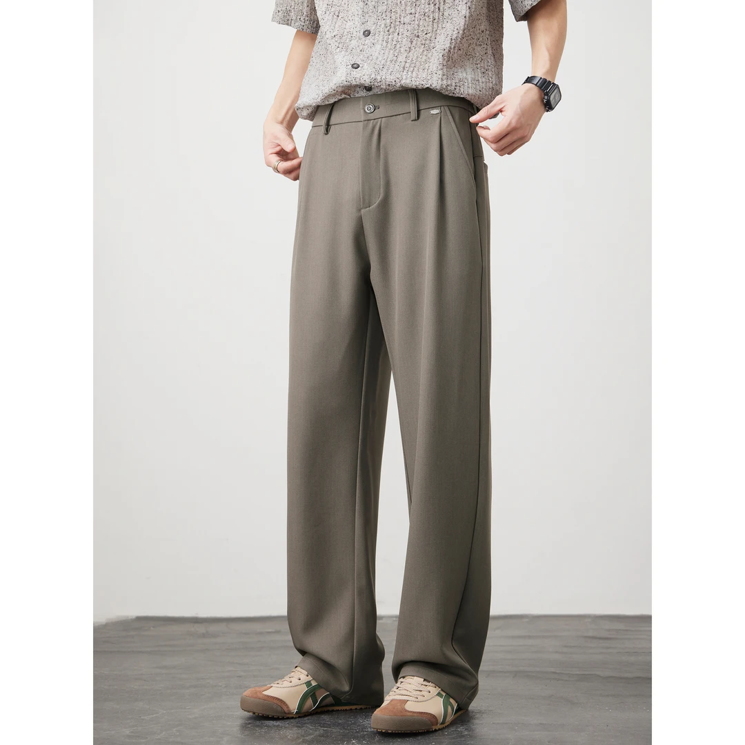 Kuvine垂感肌理感直筒裤休闲裤男潮流宽松百搭直筒卫裤新款男生