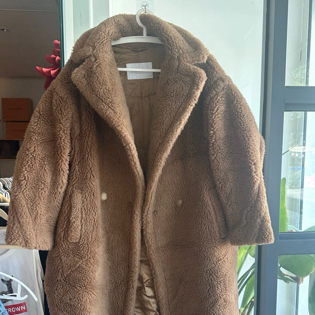 95新 MaxMara 95新-Teddy系列经典泰迪熊长款翻领大衣