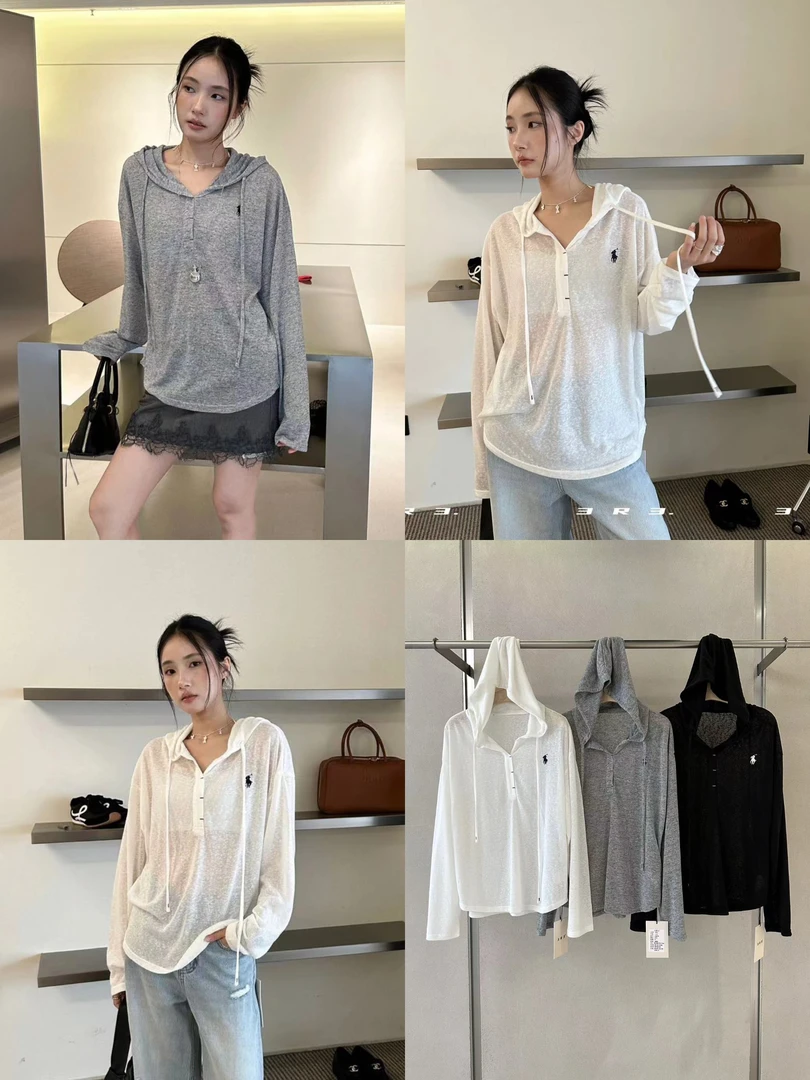 福秒-小马刺绣！连帽防晒T恤（3R9079#）3R3