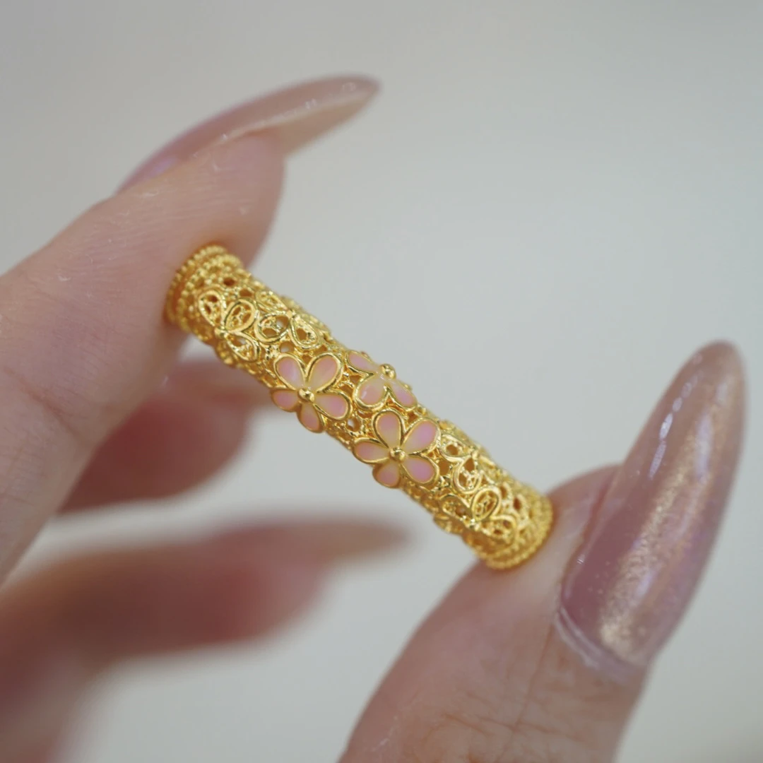 【宝曼珠宝】足金999樱花弯管配件  自由DIY 搭配盘缠