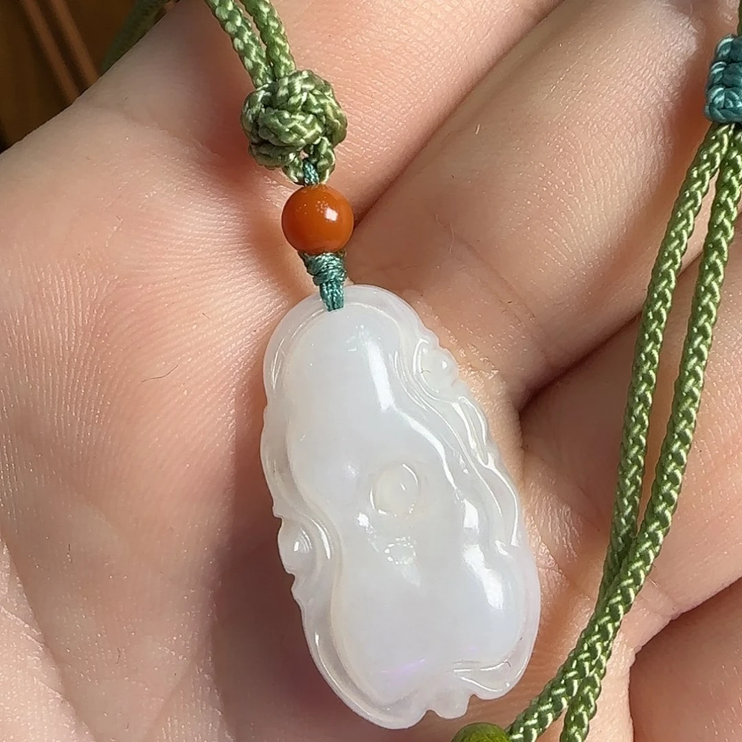 翡翠未镶嵌挂件翡翠荷叶挂件