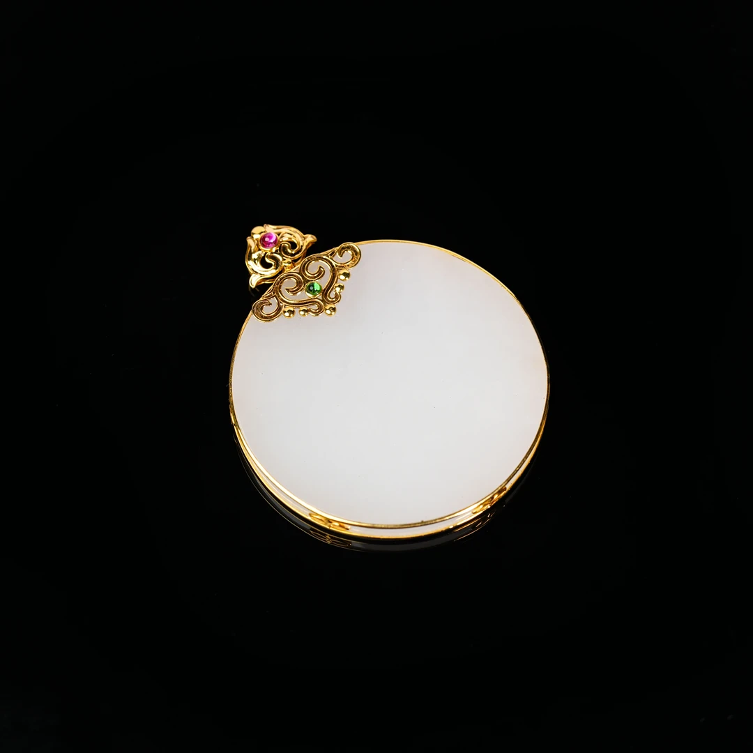 【小涵专属】18k和田玉圆牌吊坠 多样性发一  49*5 KS0040332