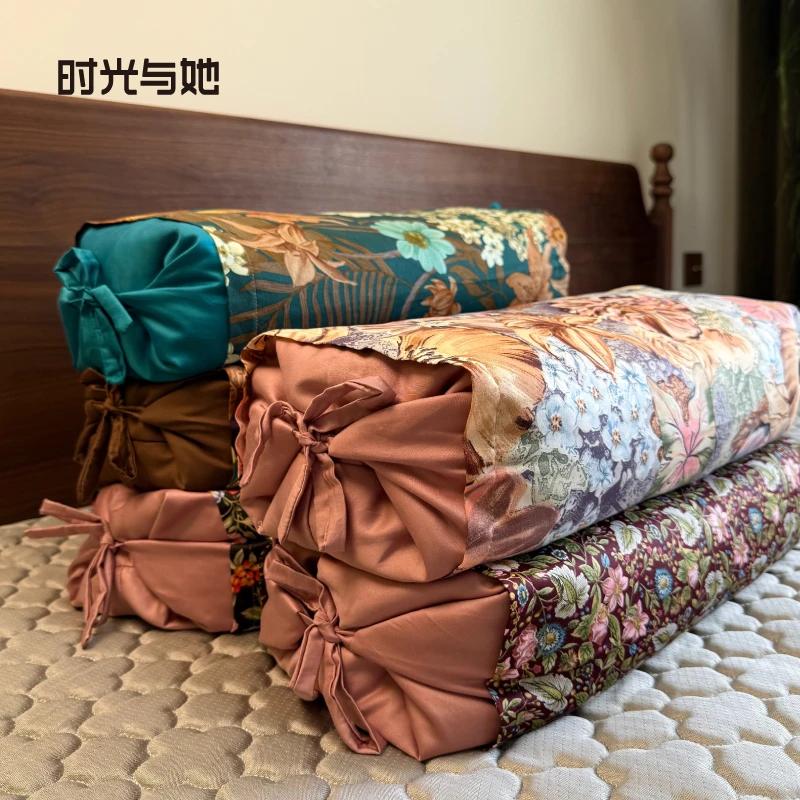 粉丝专享丨60支全棉荞麦枕头长绒棉印花可拆洗护颈椎枕芯一只装