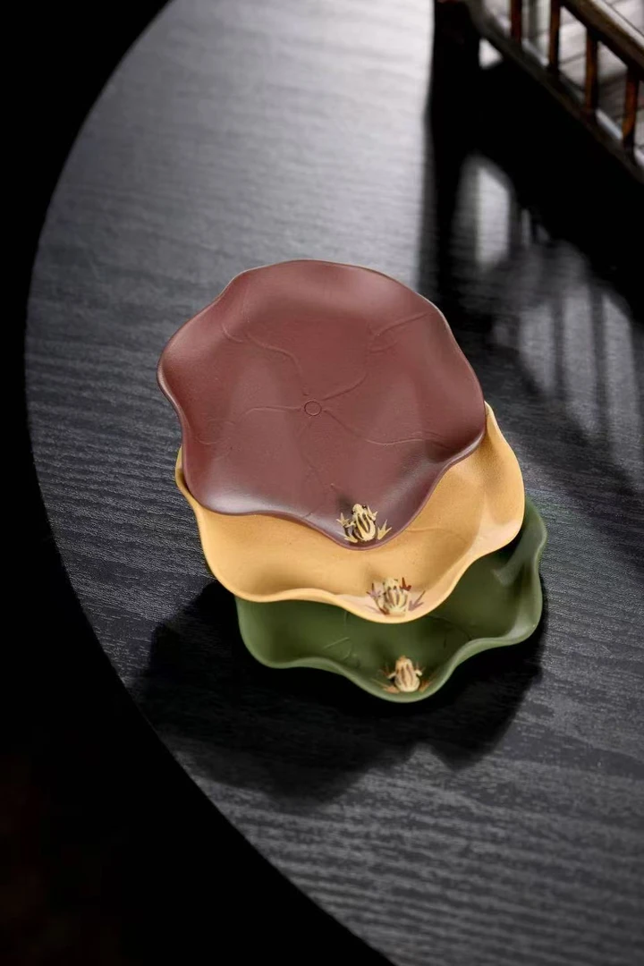 原矿紫砂荷叶杯垫