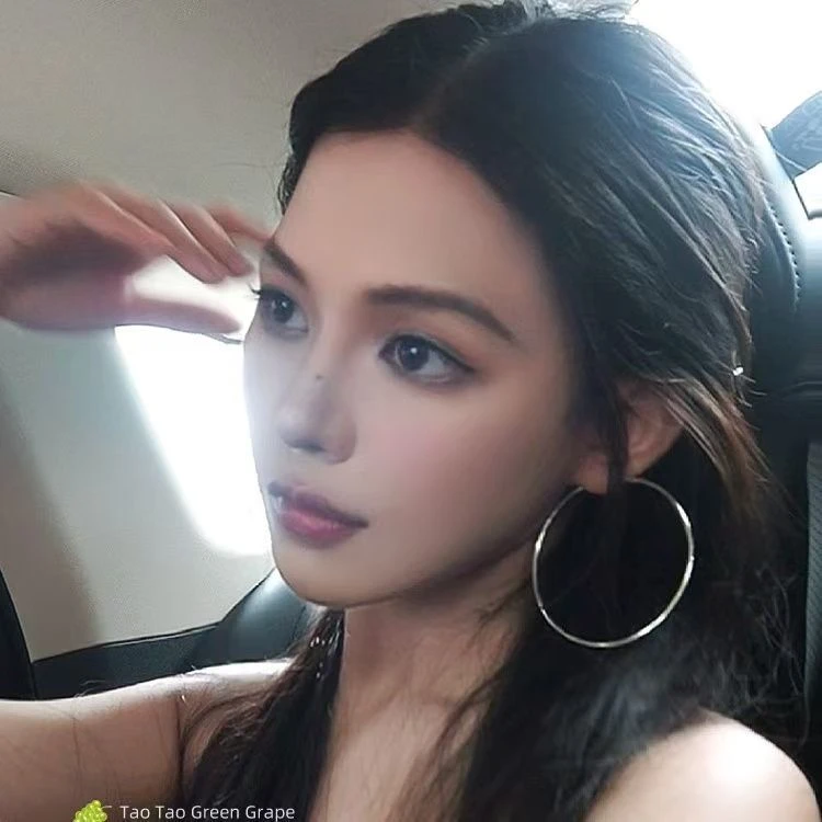 合金耳饰 辣妹风银色超大圆圈耳环夸张素圈大耳圈高级感圈圈耳饰