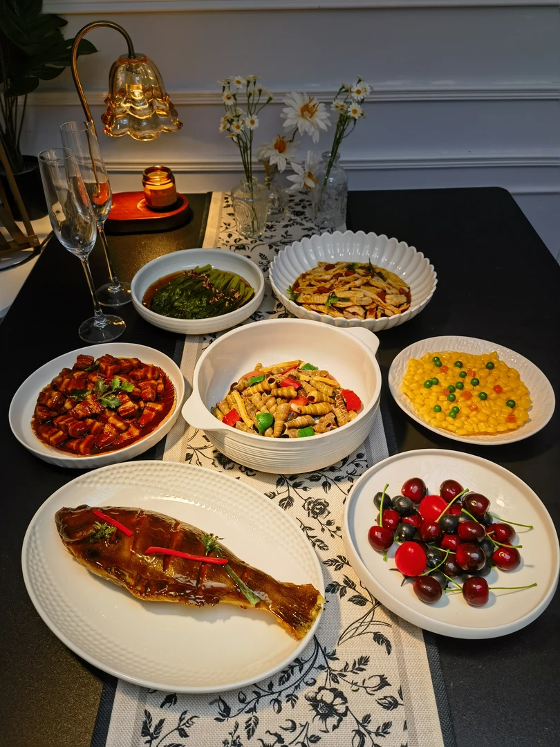 【年货节7件套】花涧正品6-8人陶瓷餐具套装同款酒店家用碗盘