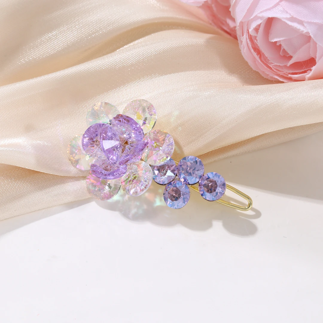 原创施家花朵青蛙扣发夹时尚气质顶夹韩版发卡刘海夹轻奢手工发饰