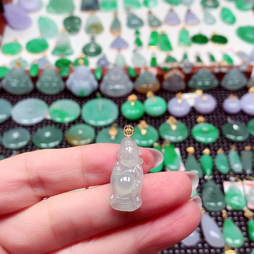 翡翠18K金镶嵌吊坠(不含链)