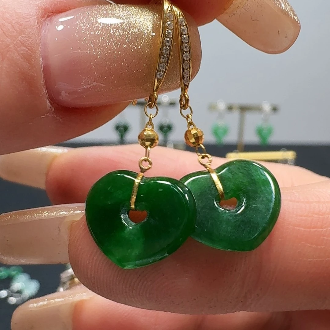 翡翠耳饰18K金镶嵌耳饰