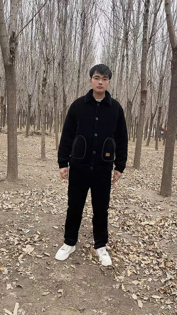 2025升级加厚新款黑金男士加厚三层外穿家居服黑色雪尼尔斜纹套装