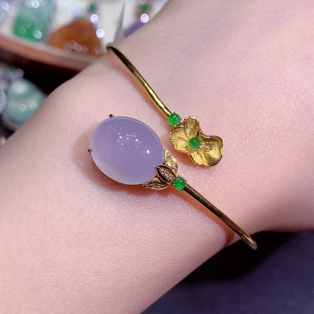 吊坠(不含链)18K金镶嵌翡翠