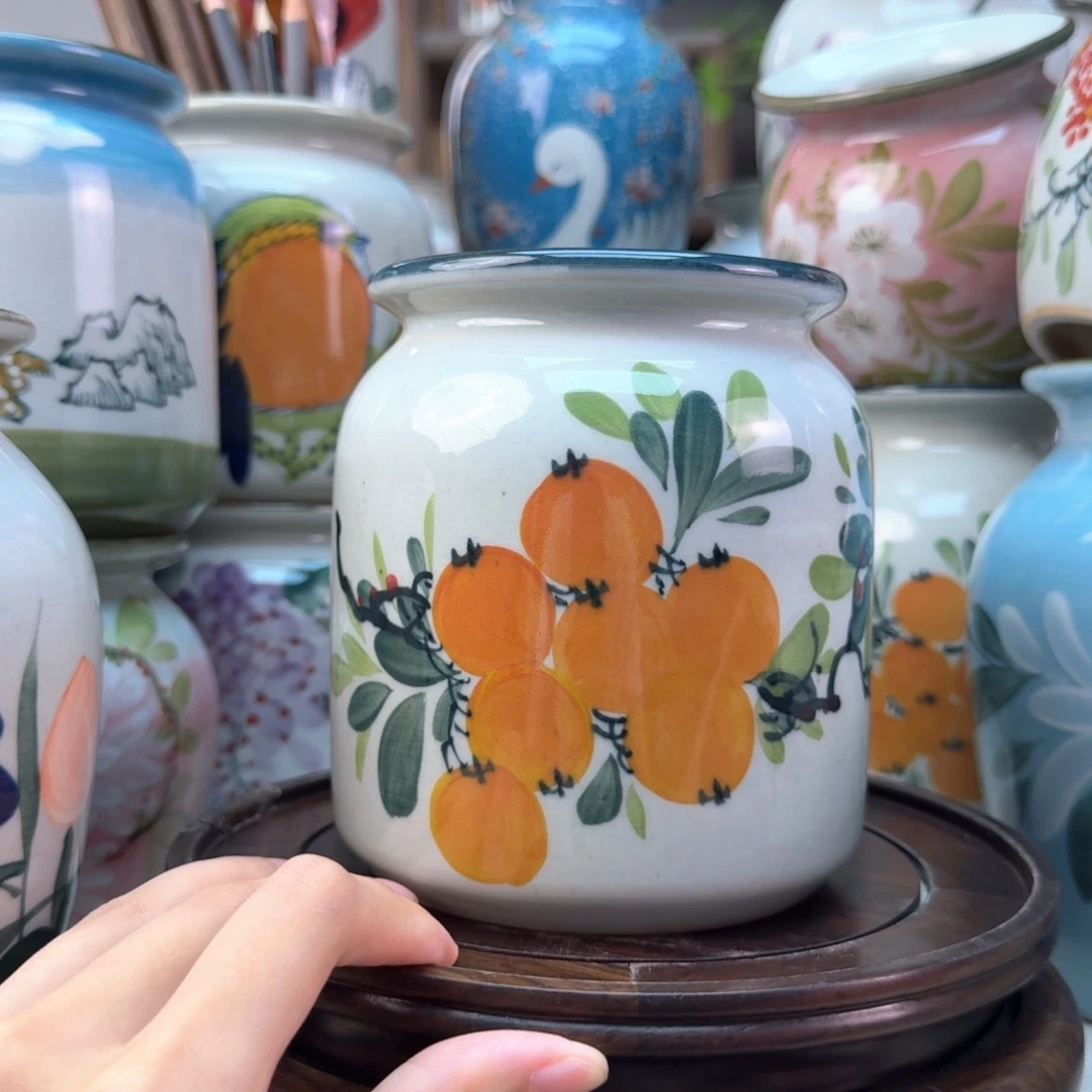 景德镇纯手绘陶瓷花瓶无孔