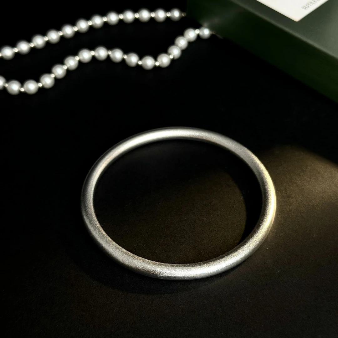 足银手镯 9999纯银 传承手镯素圈古法磨砂实心经典精美百搭民族风