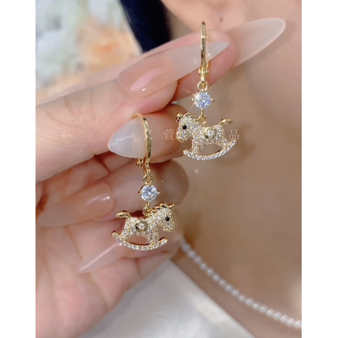 铜合金耳饰 新款轻奢【马上有钱】精致时尚洋气百搭耳环0434