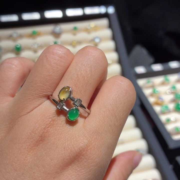 翡翠银S925镶嵌戒指