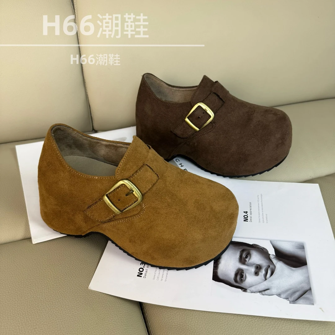 2025秋季新款小个子7cm轻便厚底时尚女休闲魔术贴潮鞋9909