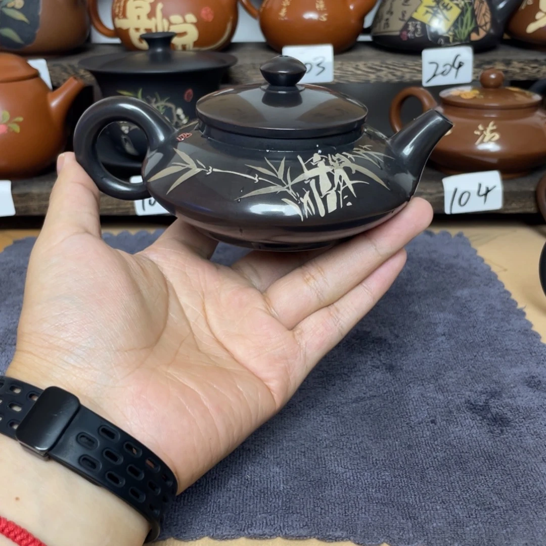 大***生壶黑色水亮飞碟壶球孔