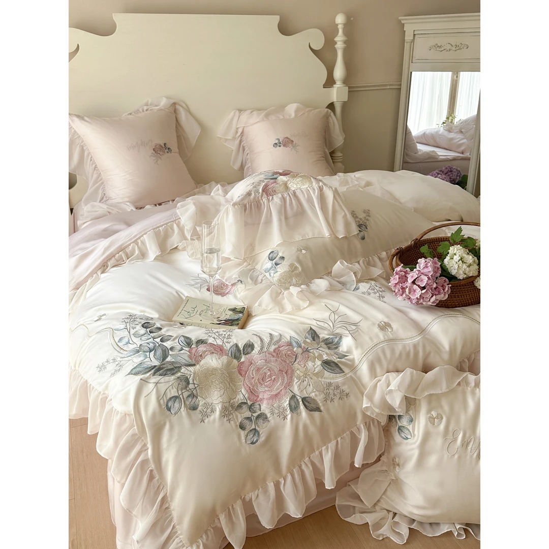 【晴儿清货价】法式长绒棉大花边工艺款四件套赫莎庄园WY