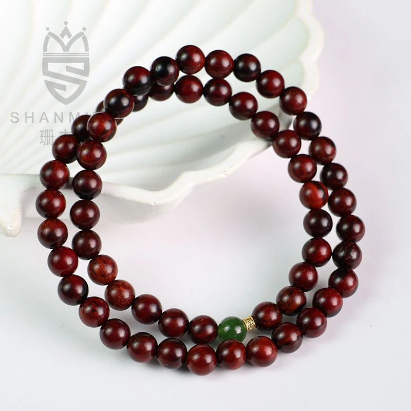 【珊木居】S1886JY 18K海南红降0.6圆珠双圈设计款手串