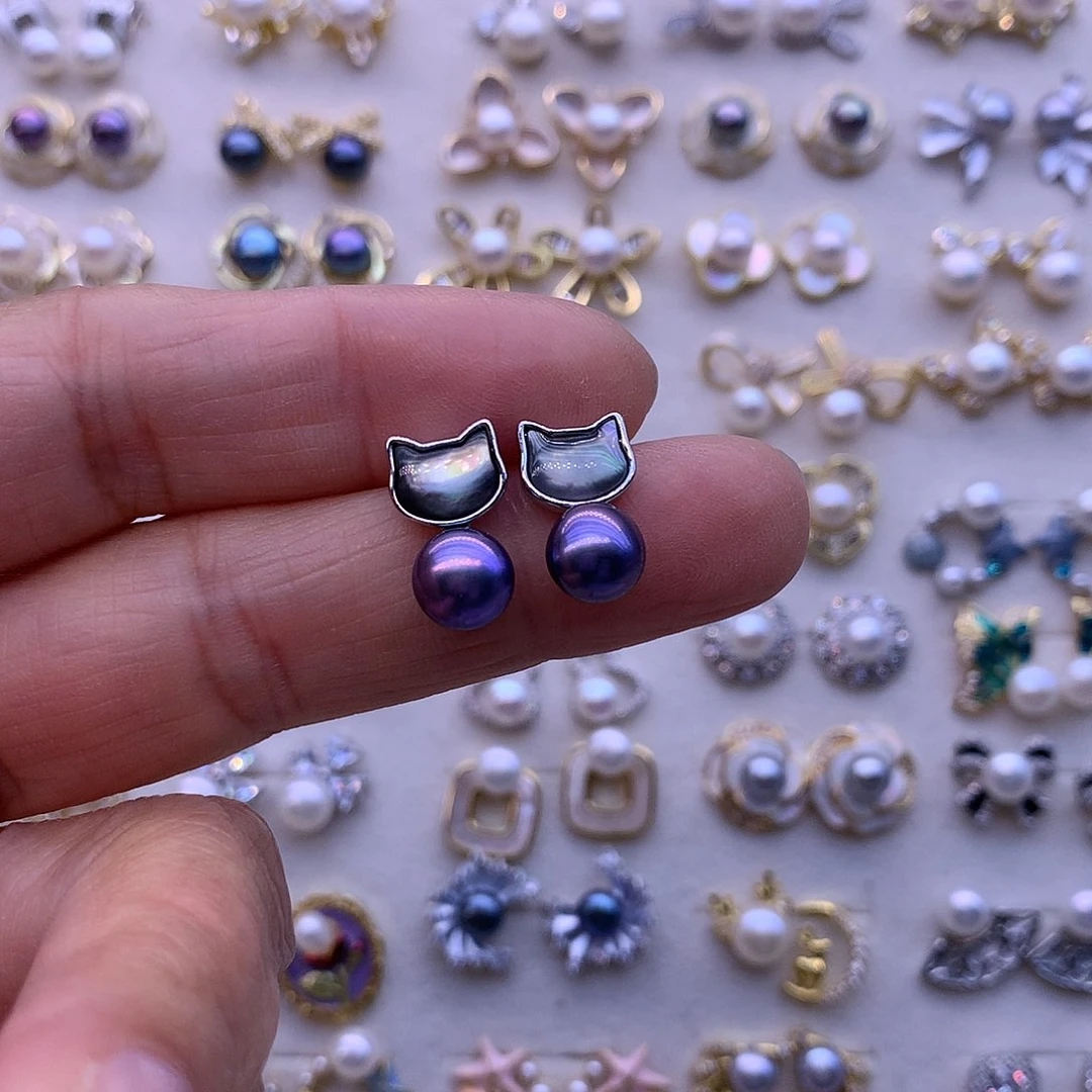 淡水珍珠耳饰合金