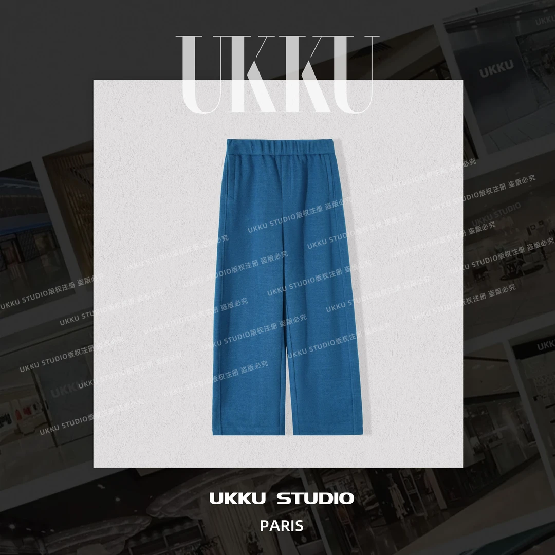 慧慧【德绒羊毛】韩系舒适轻奢丹宁风保暖时尚直筒显白蓝色女神裤