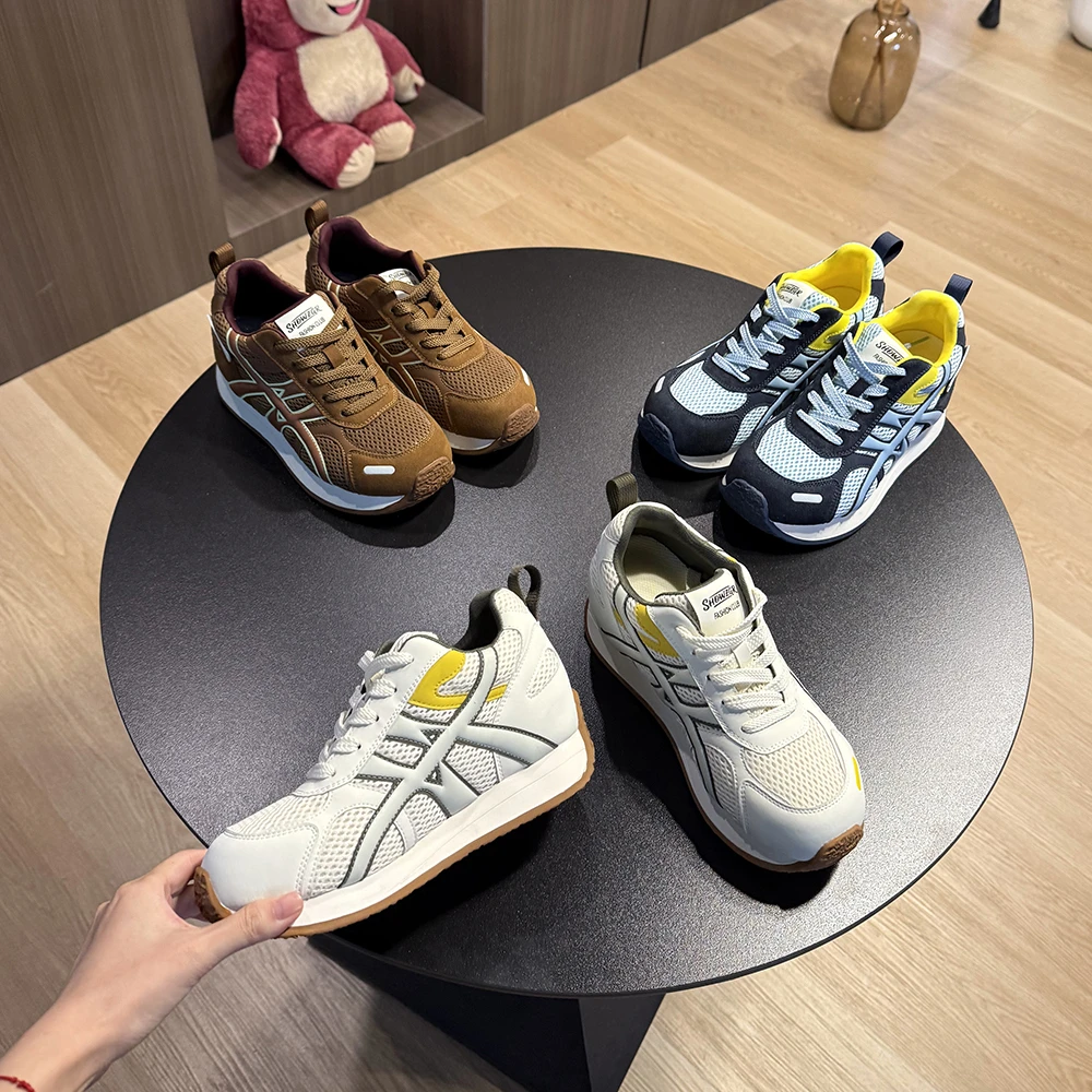 范小洛小个子厚底内增高休闲鞋女2025新款夏季网面透气运动阿甘鞋