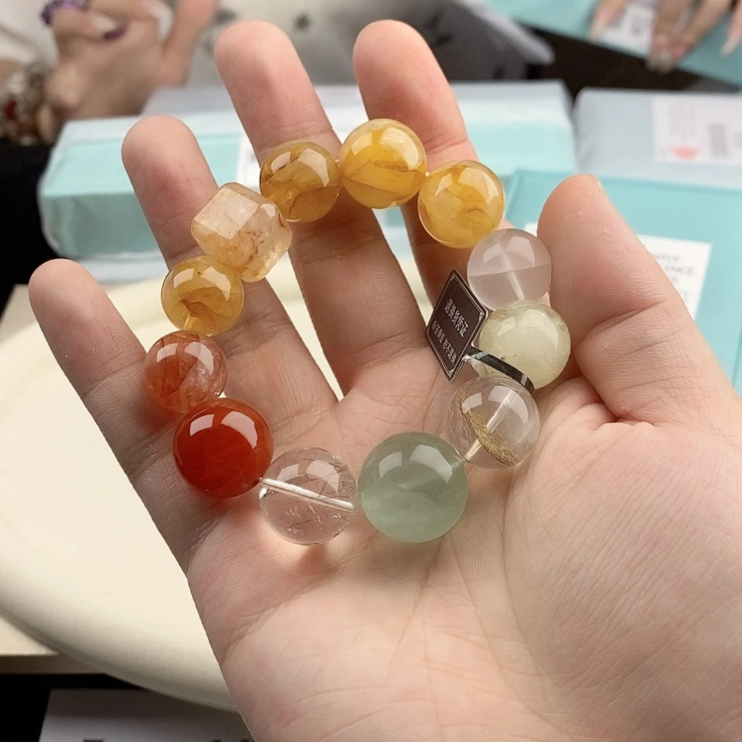 水晶手链银S925镀金镶嵌