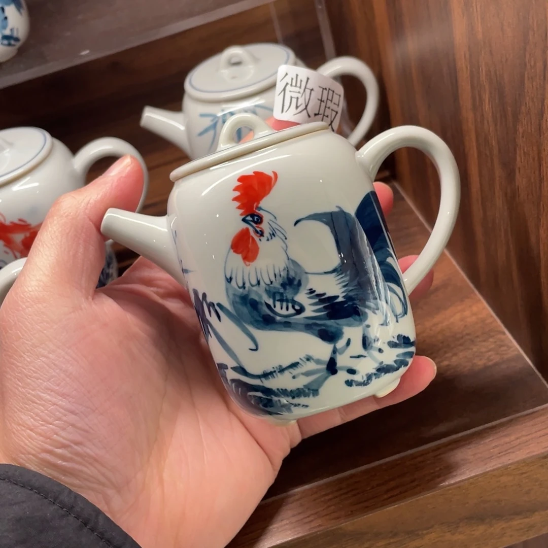 釉下手绘茶具微瑕